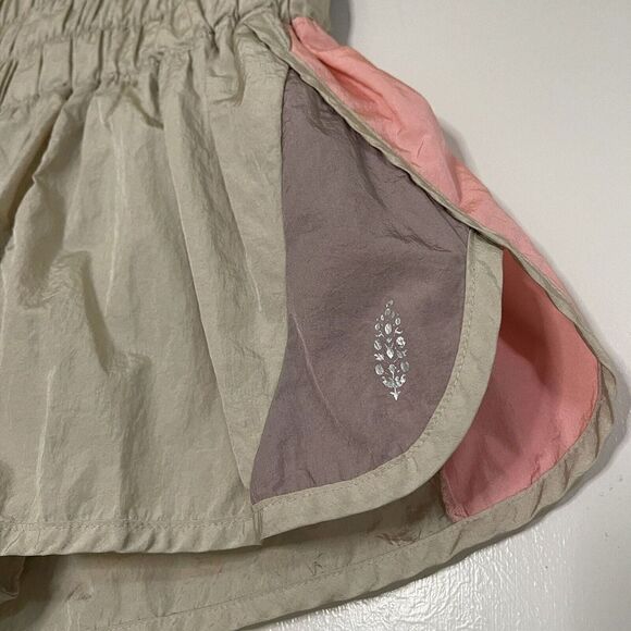 FREE PEOPLE MOVEMENT THE WAY HOME BEIGE PINK HIGH WAIST RUNNING SHORTS SMALL - Picture 2 of 7